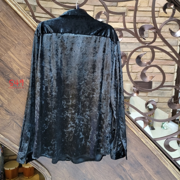 INC INTERNATIONAL Concepts Mens Button Down Shirt XXL Black Suede-like Material - Picture 4 of 4